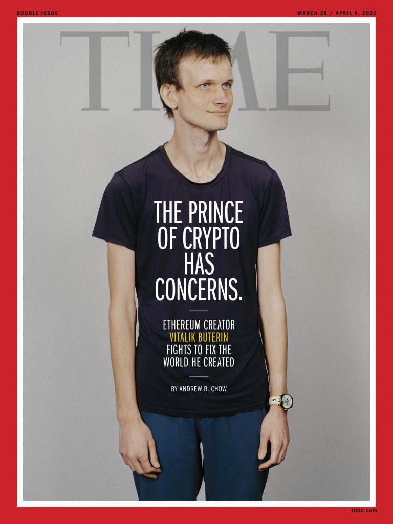 Vitalik Buterin, pendiri Ethereum yang menjadi wajah majalah TIME pada tahun ini. Vitalik juga disebut sebagai salah satu orang paling berpengaruh pada tahun 2021.