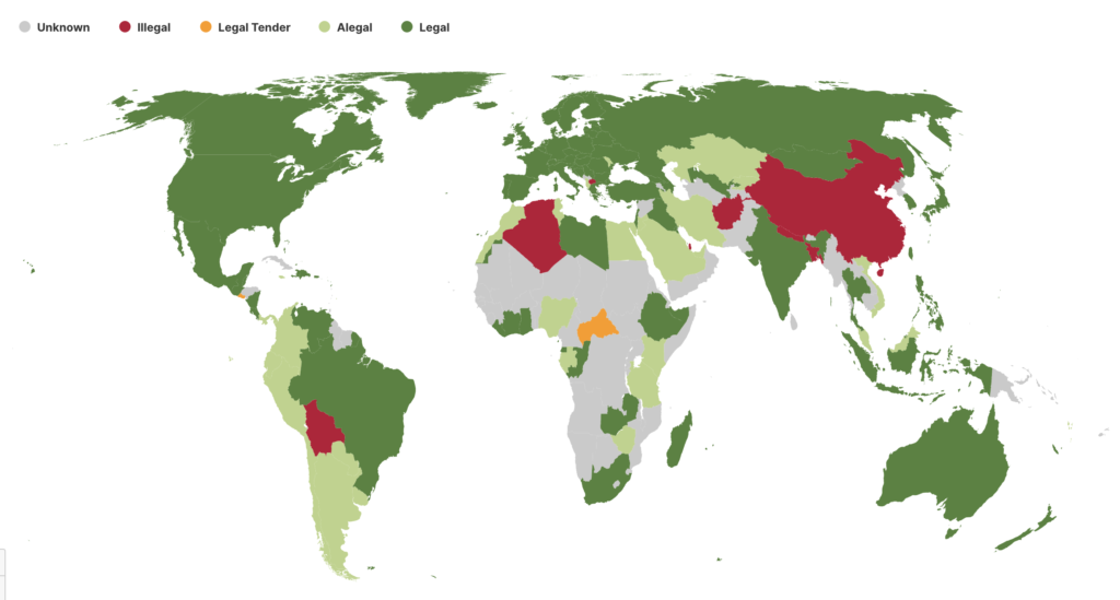 peta legalitas aset kripto dunia 2023