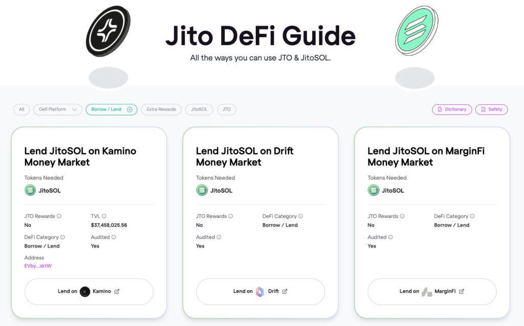 Fitur lending and borrowing di Jito