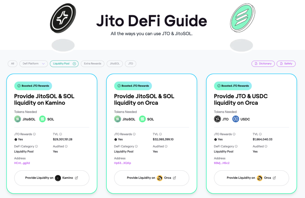 Fitur liquidity pool di Jito